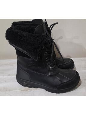 UGG Black Waterproof Kids Winter Boots with Shearling Lining Sz 2